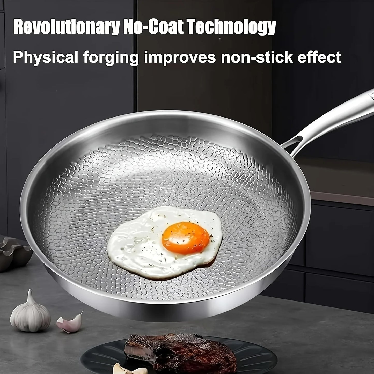 High-end Hammer-patterned Titanium Golden Frying Pan with Lid, Multiple Specifications Of Titanium Golden Hammer, Super Durable