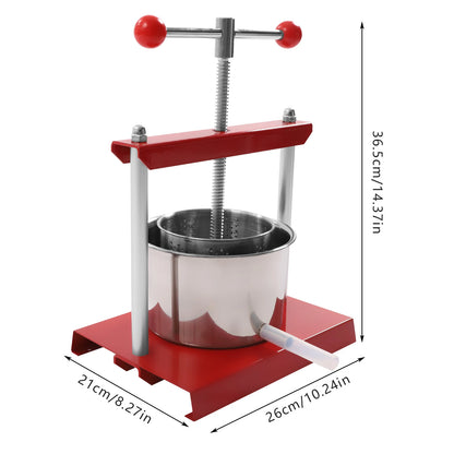 Easy Clean Hand Press Juicer High-Yield Manual Fruit Press with Filter Bag 0.8Gal/1.6Gal Capacity for Cheese, Herbs & Vegetable Juice