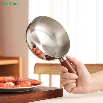 ♥Stainless Steel Saucepan with Wooden Handle - Single-Size Cookware for Boiling/Sauces, Induction & Gas Stove Compatible Pan