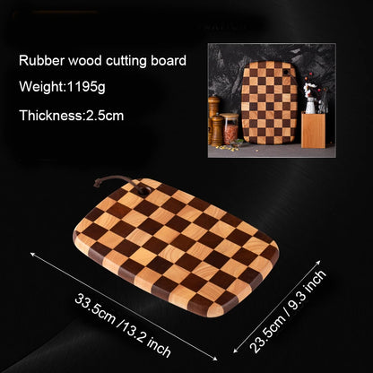 Checkerboard Rubberwood Cutting Board household chopping board kitchen auxiliary food board fruit solid wood case plat