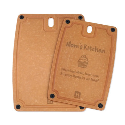 2 Pack Composite Cutting Boards with Handles and Juice Grooves Dishwasher Safe M + L Mom