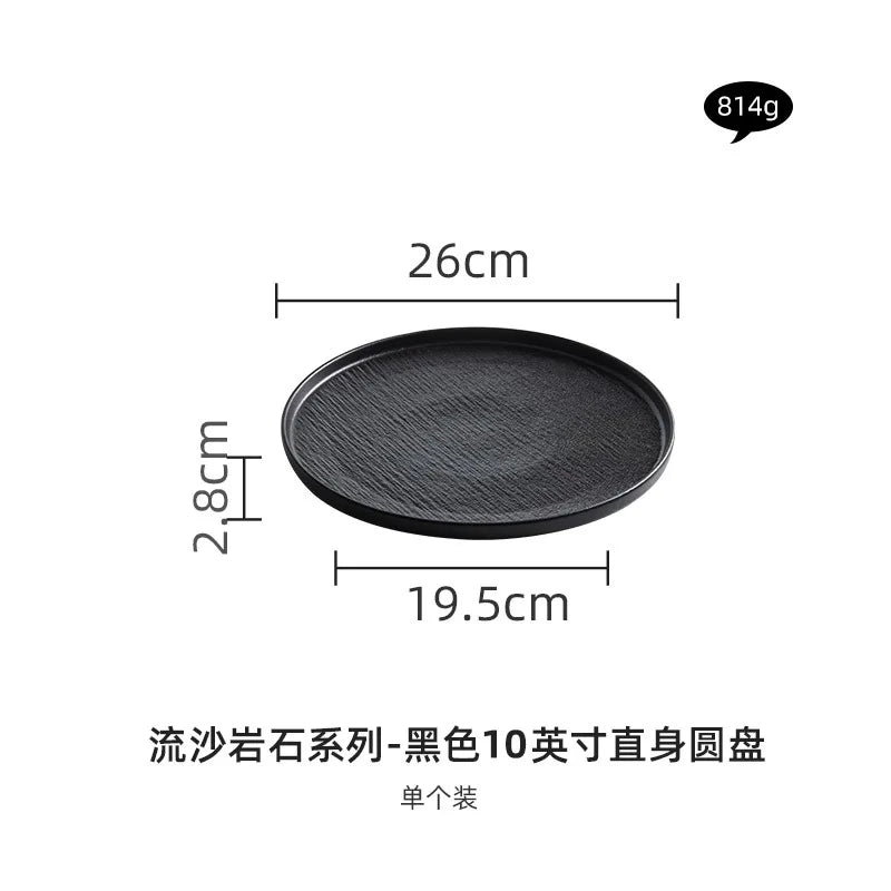 Black and white ceramic tableware, plates, plates, household eating bowls, soup bowls, high-end luxury Japanese tableware sets.