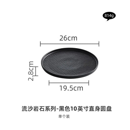 Black and white ceramic tableware, plates, plates, household eating bowls, soup bowls, high-end luxury Japanese tableware sets.