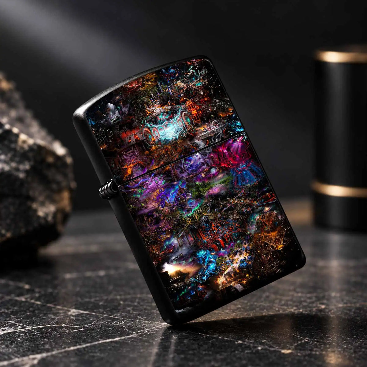 Psychedelic Surreal Fantasy Art Print Lighter Sticker Vibrant Cyber Anciet Style Unique Aesthetic Portable Item For Daily Gathering Outdoor Use Ideal Creative Gift For Personal All Scenario Available A Humorous And Interestin
