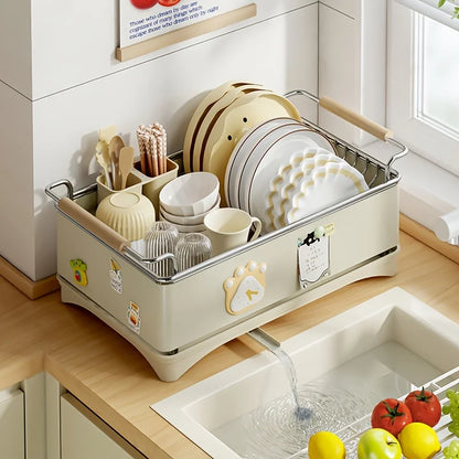 Dish Drying Rack, Kitchen Countertop Dish Drying Rack, 304 Stainless Steel Dish Rack, Stainless Steel Dish Rack with Drain Board