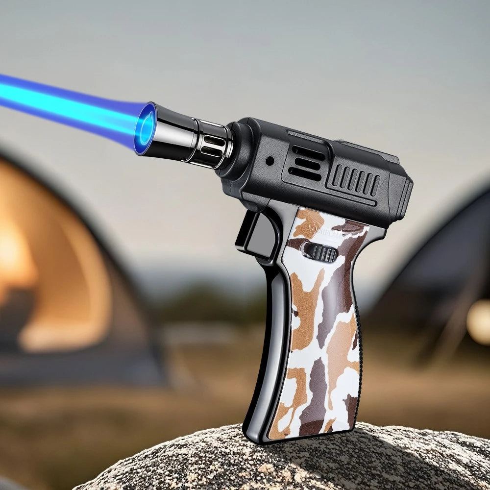 BBQ Barbecue Powerful Metal Gas Lighter Windproof Turbo Jet Blue Flame Kitchen Torch Cigar Smoking Accessories Gun Company