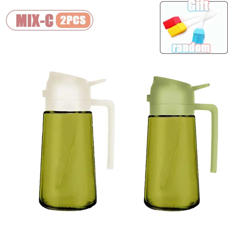 1-4PCS 2-in-1 Olive Oil Dispenser Bottle with Spray and Pour Function Glass Oil Sprayer for Kitchen Cooking BBQ Salad Baking