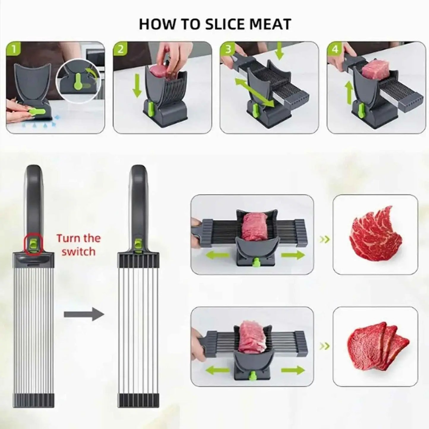 Manual Meat Slicer Household Meat Cutter Tool for Thin Slices Strips Cubes Minced Meat Handheld Fresh Meat Cutting Gadget