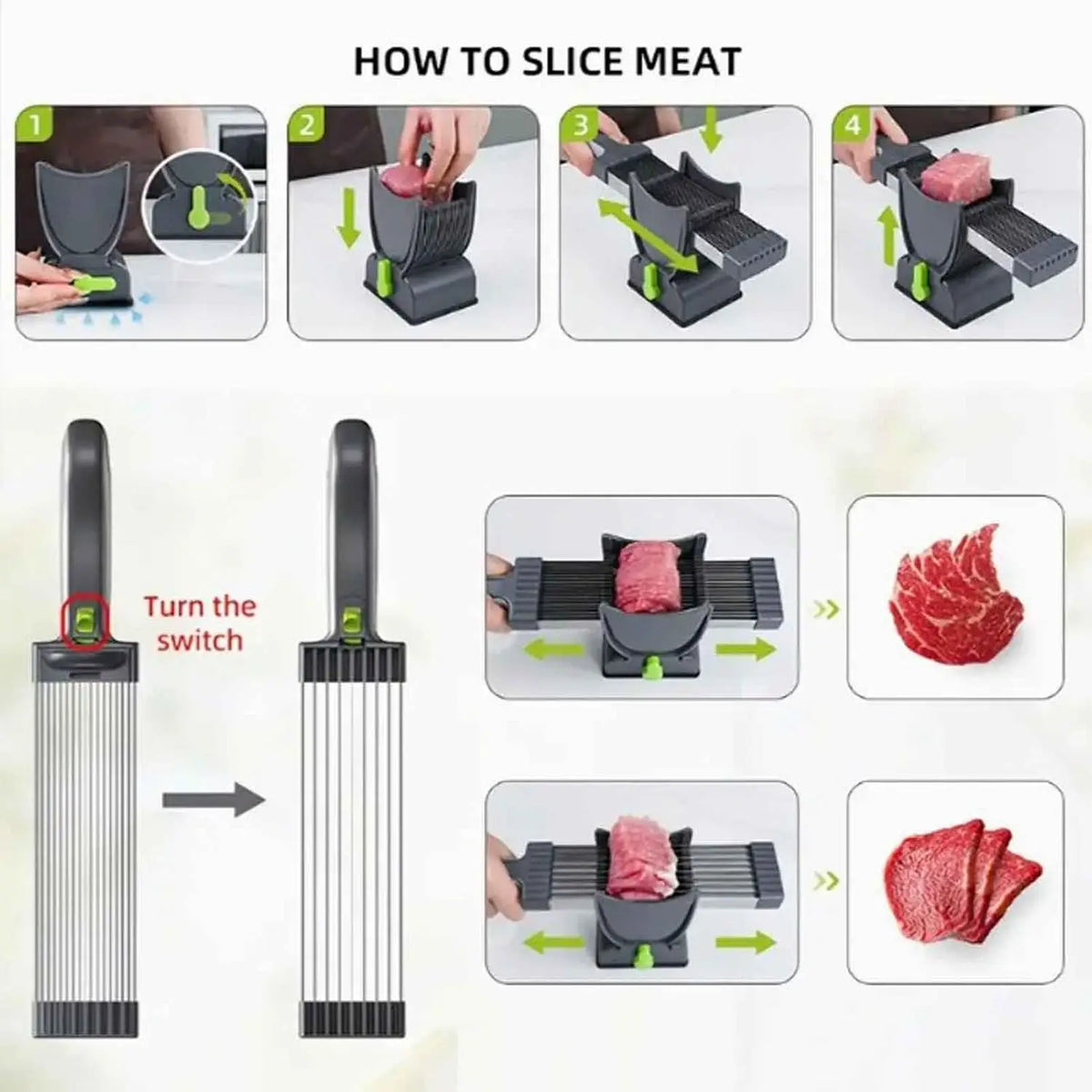 Manual Meat Slicer Household Meat Cutter Tool for Thin Slices Strips Cubes Minced Meat Handheld Fresh Meat Cutting Gadget