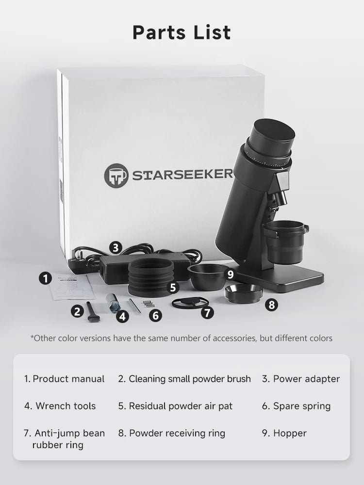 STARSEEKER EDGE PLUS Electric Coffee Grinder 63MM Titanium Burr Stepless Fineness Adjustment Removable Magnetic Suction Port