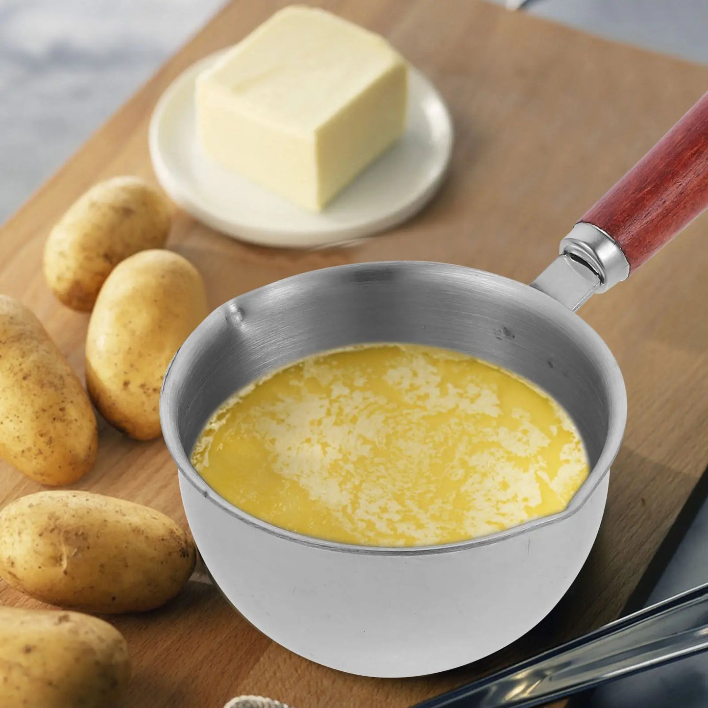 Small Stainless Steel Milk Pot Butter Melting Pan Non Stick Sauce Pan with Scale for Cooking Saucepan Mini Cookware Kitchen