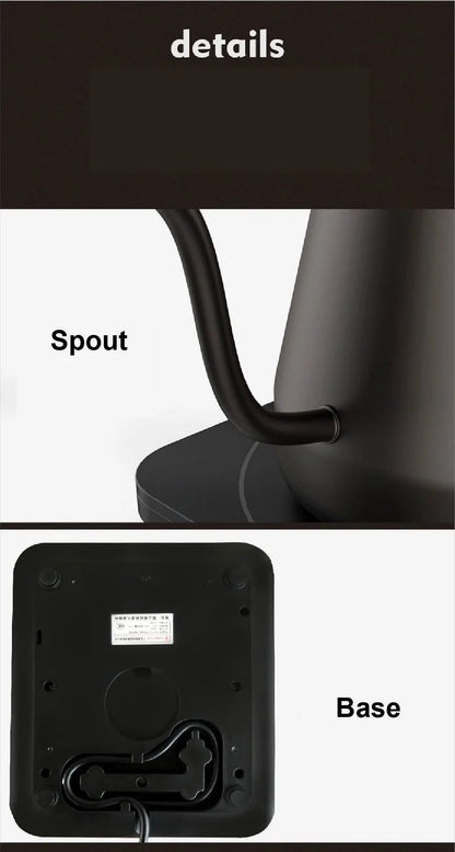 Home Electric Kettle 800ml Gooseneck Jug Hand brew Coffee Pot Thermo Pot Temperature-Control Heating Water Bottle Smart Teapot