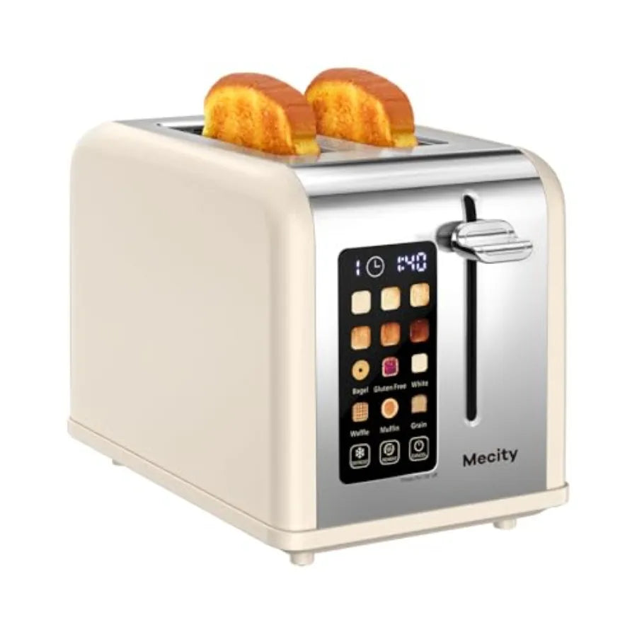 2 Slice Toaster Touch Screen 1.5" Wide Slot Smart Bread Toaster for Bagel Muffin Waffle Gluten Free Breads Timer Defrost Reheat