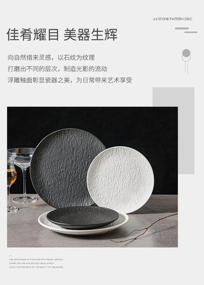 ceramic tableware, steak plates, stone pattern frosted salad plates, fruit plates, restaurant , western food