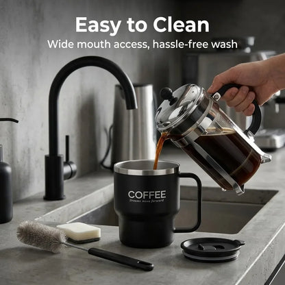 Sealed Thermal Water Cup With Handle Portable 304 Stainless Steel Double Insulated Coffee Mug Travel Office Milk Coffee Cup