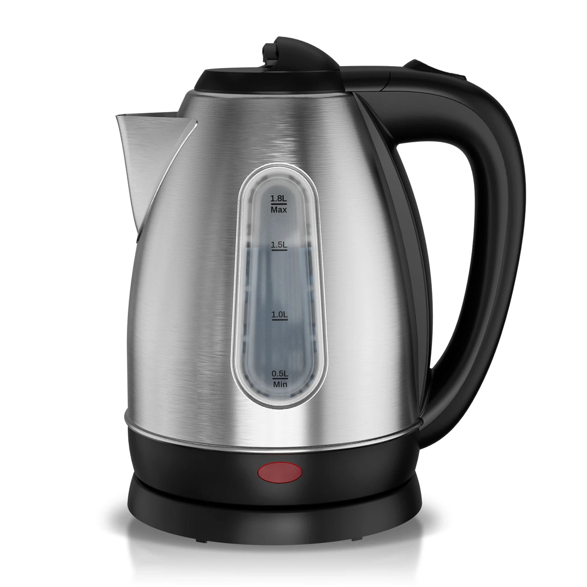 1.8L Stainless Steel Electric Kettle with Water Level Window, Auto Shut-Off, Boil-Dry Protection, 1100W Fast Boiling
