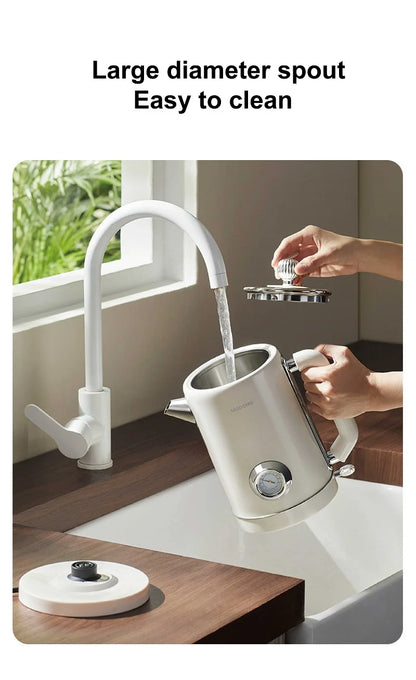 1500W Vintage Electric Kettle 304 stainless steel Fast Heating Water Boiler With Thermometer Home Water Boiling Cooking Pot 1.8L