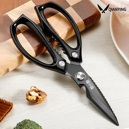 Black Titanium Kitchen scissors Stainless Steel Kitchen Tools with Sharp Blades for Cutting Chicken, Duck and Goose Bones,BBQ