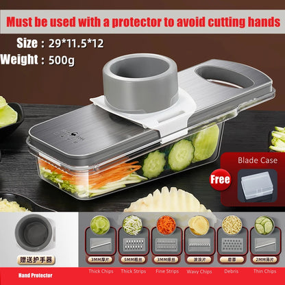 Luxury 420 Stainless Steel Blade LFGB Certificate Magic Chopper Magnetic Suction Back Slicer for Potato Cucumber Carrot Crusher