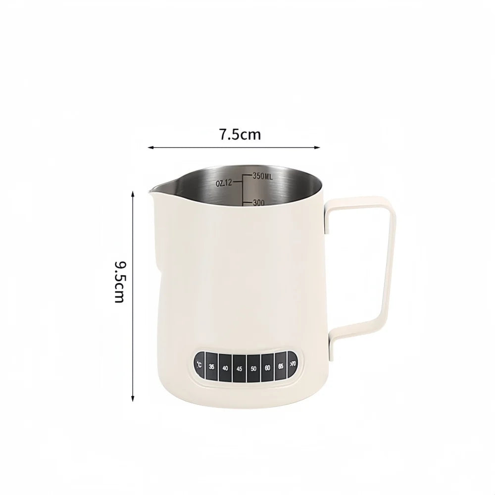 Coffee Milk Frother Jug Temperature Sensing Patch Stainless Steel Accurate Scale Volume Control Advanced Professional CoffeeTool