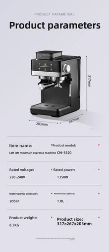 Electric Coffee Grinder+Coffee Machine Integrated Machine|Fully Automatic Freshly Ground Coffee Beans|Fast Grinding for Breakfas