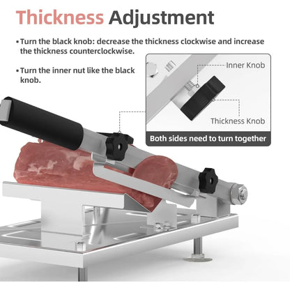 Upgraded Stainless Steel Manual Frozen Meat Slicer Meat Cutter for Beef Mutton Bacon Home Food Slicing Machine Hot Pot BBQ