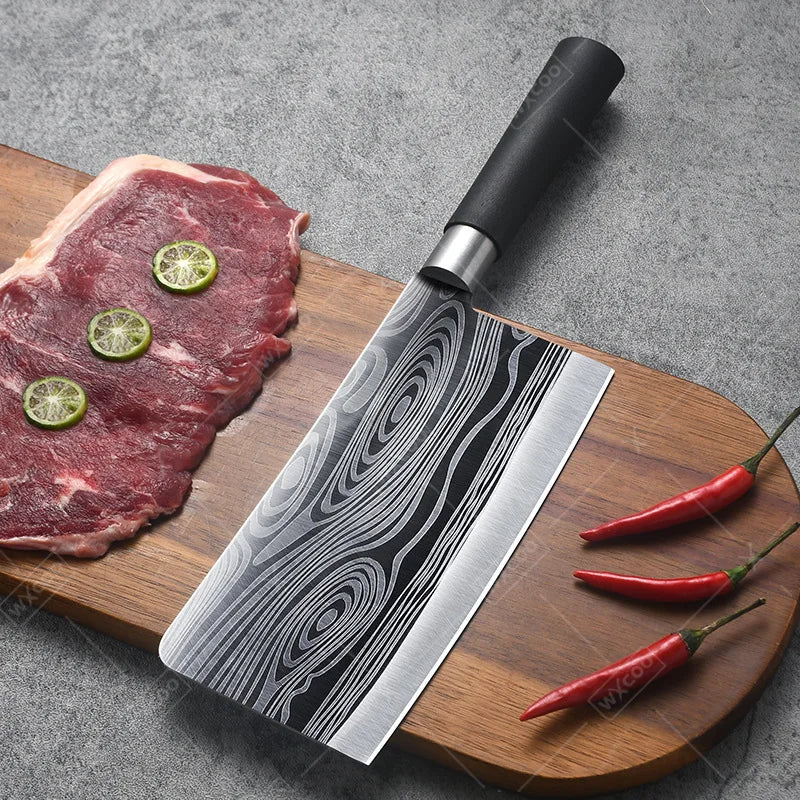 WXCOO Stainless Steel Durable Chef Knife Set Meat Cleaver Fruit Slicing Handmade Forged Kitchen Knife Butcher Knife Scissor