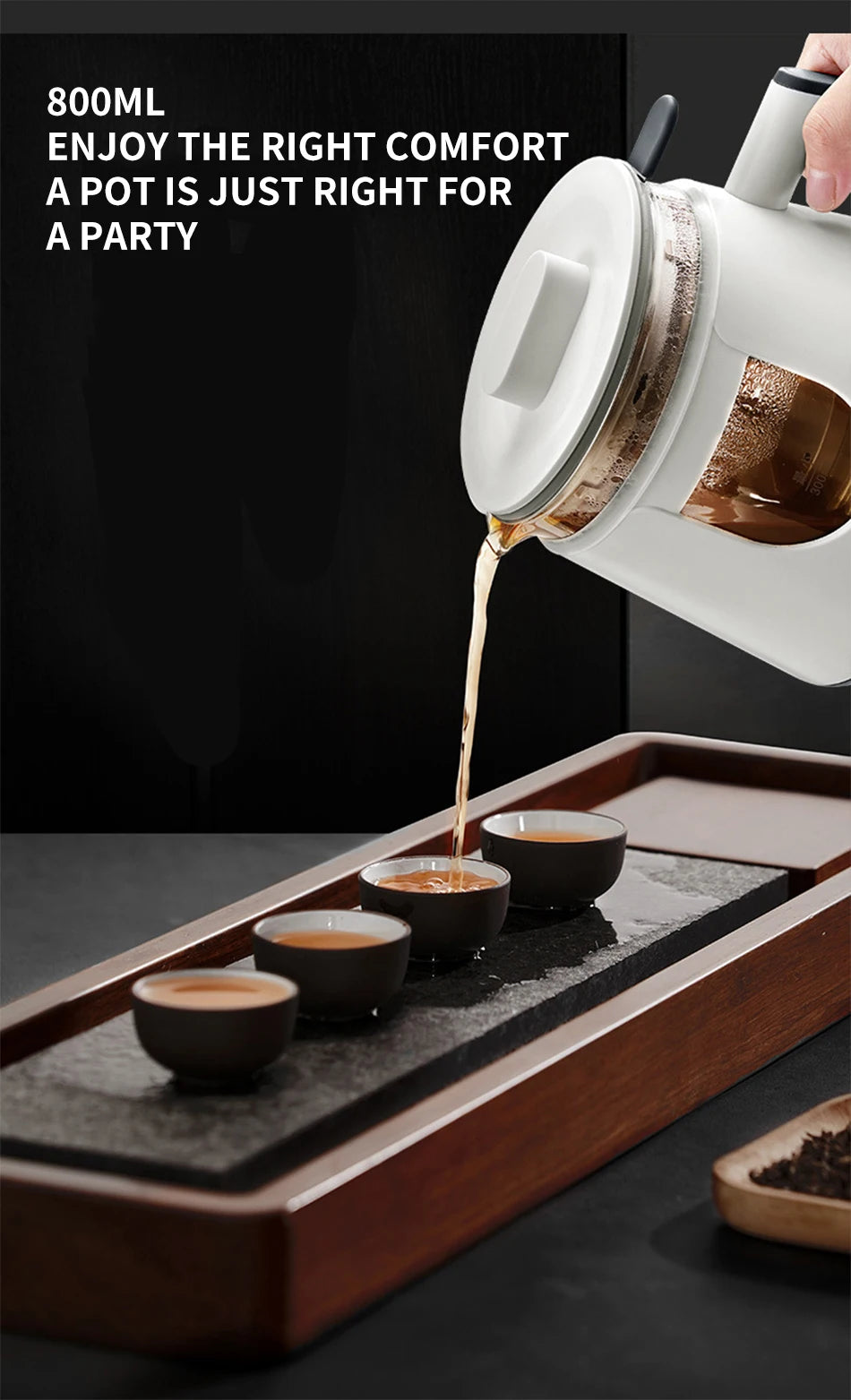 Black Tea Brewing Electric Tea Pot - Automatic Steam Glass Tea Maker for Boiling Water Health Preservation
