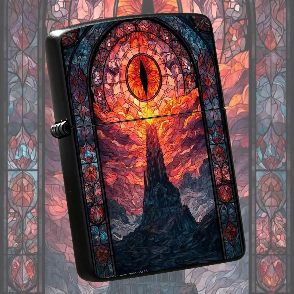 Creative Stained Glass Style Eye Of Sauron & Dark Tower Themed Lighter, Artistic Aesthetic Portable Accessory For Daily Use, Outdoor Camping, Lighting Candles Incense, Unique Exquisite Gift For Fantasy Art Fans, Multi-Scenari