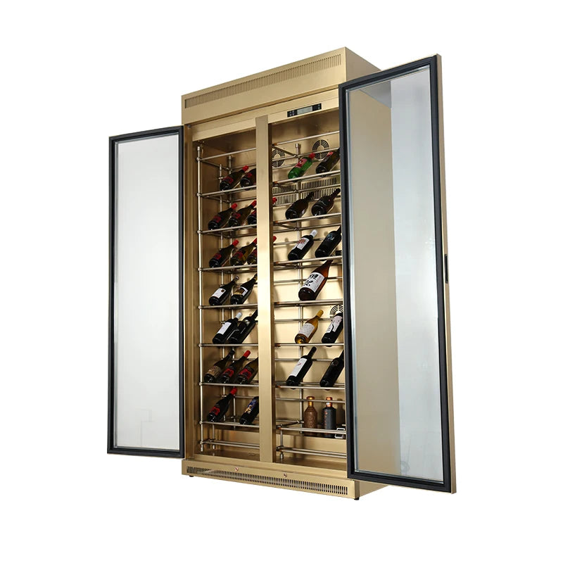 Bar Wine Cooler Cabinet Double Door Commercial Open Chiller Fridge Display Cooler