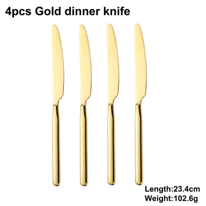 4/6/12/16/18/20/24Pcs Gold Cutlery Set Stainless Steel 304 Tableware Elegant Western Knife Fork Spoon Mirror Dinner Set