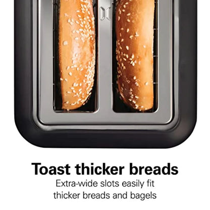 2-Slice Toaster with Extra Long Wide Slots Matte Black Stainless Steel 7 Browning Levels Shade Selector Bagel Setting Sure-Toas