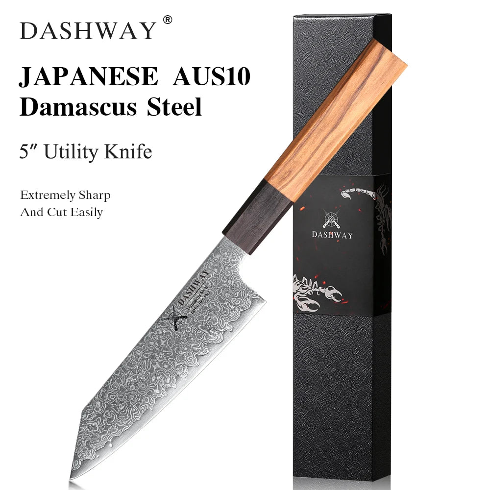 DASHWAY 1PC-7PCS Professional Kitchen Knives Set Utility Santoku Bread Japanese Handmade 67 Layer Damascus Steel Chef Knife