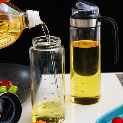 1/2pcs Transparent Glass Olive Oil Dispenser Refillable with Anti-drip Cover Soy Sauce Vinegar Oil Bottle Kitchen Accessories