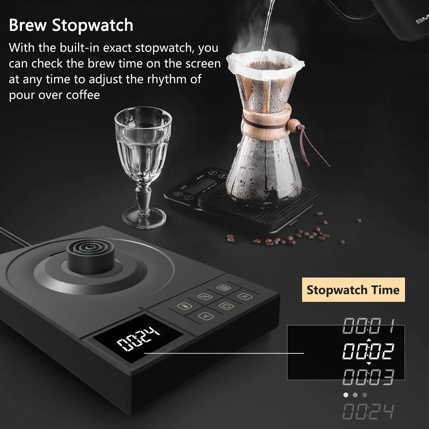 SMANG 900W Gooseneck Electric Kettle 0.6L Smart Temperature Control Coffee Kettle Pour Over Coffee Kettle Rapid Heating Pot