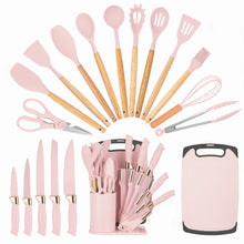 19Pcs Professional Kitchen Knife Set with Silicone Cooking Utensils & CuttingBoard, High Carbon Stainless Steel Chef Knives.