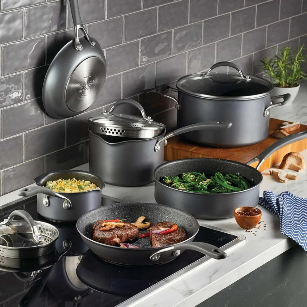 US Shipping Nonstick Induction Cookware Set 9 Piece Pots and Pans Graphite Coating Kitchen Cooking