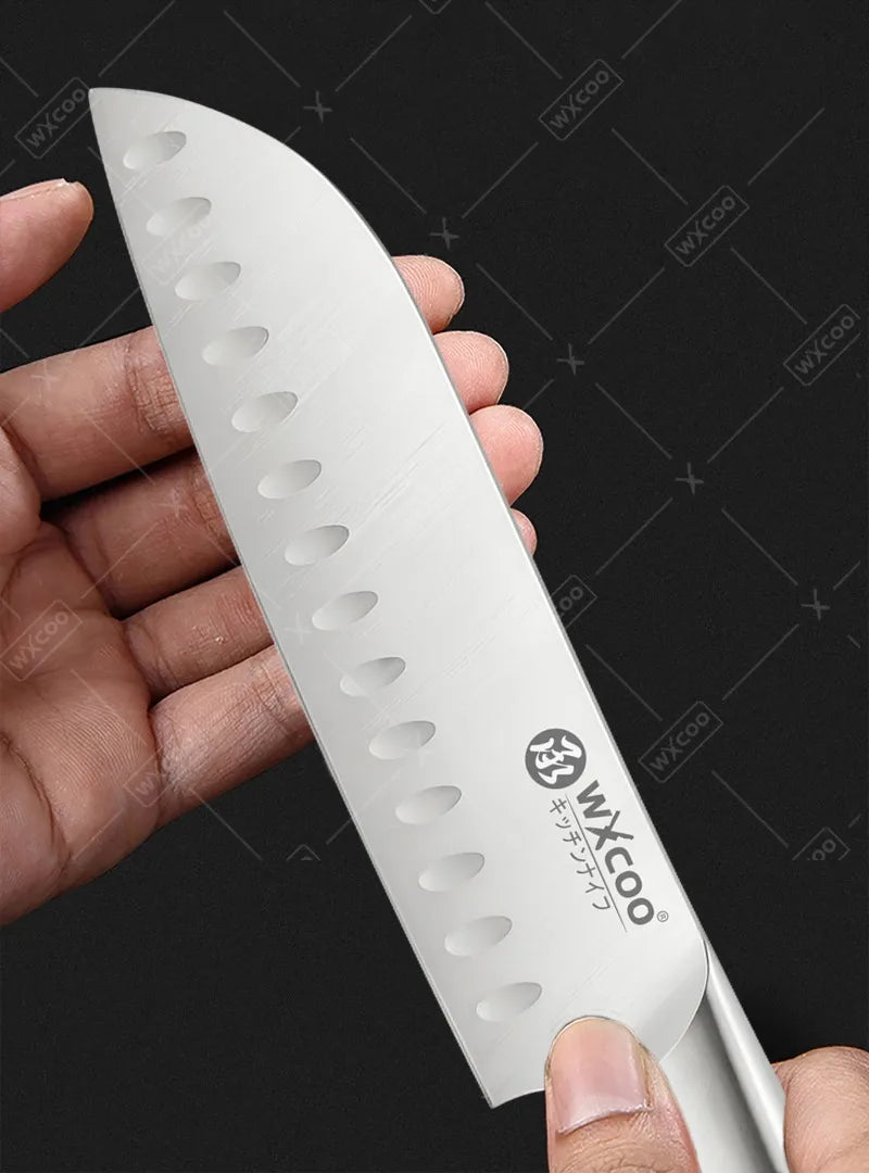 WXCOO Professional Scissor Set Stainless Steel Kitchen Knives BBQ Meat Cutting Japanese Santoku Knife Kitchen Supplies