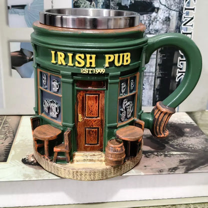 Novelty Irish Pub Design Coffee Mug Vintage Bar Style Cup for Daily & Gift Use