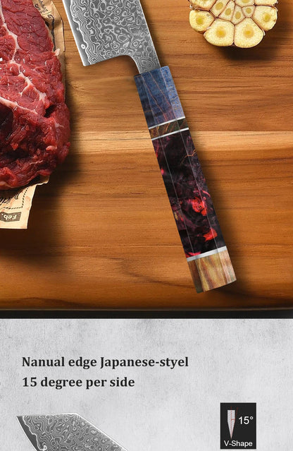 1-5 PCS Kitchen Knife set Damascus Steel Japanese chef Knife Santoku Knife Nakiri Knife kiritsuke knife Stable wood Handle