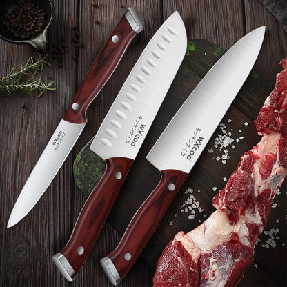 WXCOO 1-5pcs Professional Kitchen Knife Set Ultra Sharp Chef's Knife Meat Cleaver Fruit Slicing Stainless Steel Cutting Board