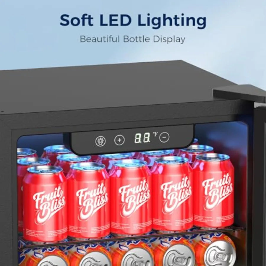 Commercial Mini Fridge Cooler for 50 Cans with Glass Door Adjustable Shelves Digital Temperature Control Freestanding Small Dri