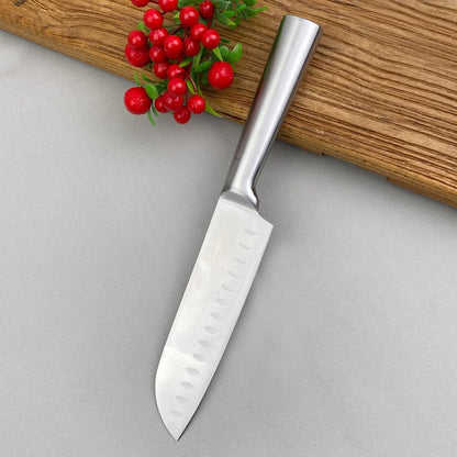 5 Piece Stainless Steel Kitchen Knife Set, Ergonomic Hollow Handle Design, Household Chef Knife for Chopping Carving Slicing