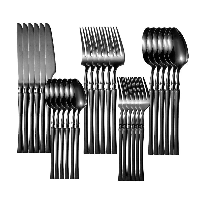30/40/60pcs Silver Flatware Set Stainless Steel Tableware Knife Fork Coffee Spoon Dinnerware Dishwasher Safe Dinner Cutlery
