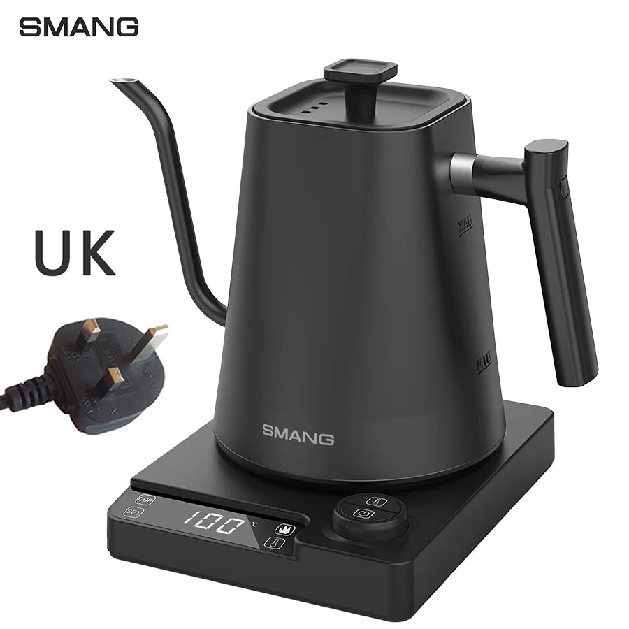 SMANG 1200W Gooseneck Electric Kettle 1L Temperature Control Coffee Kettle Pour Over Coffee Kettle Rapid Heating Kettle