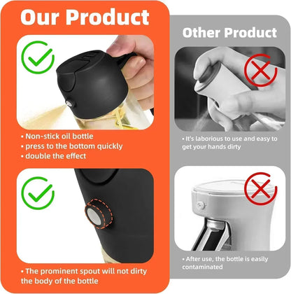 16 oz / 470 ml Oil Spray Bottle BBQ Cooking Olive Oil Sprayer Plastic Baking Oil Spray Empty Bottle Vinegar Bottle Or Oil brush