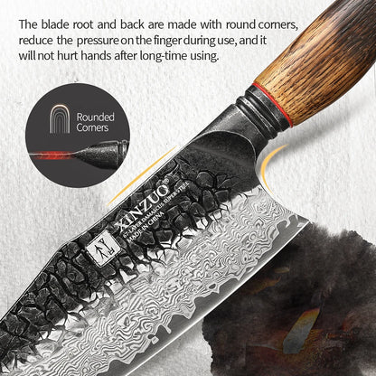 XINZUO 1-5PCS Damascus Steel Kitchen Knife 10Cr15CoMov Steel Core Chopping Vegetables And Fruits Household Kitchen Knife