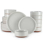 MALACASA TARA 12/24 Pcs Dinnerware Set Curved Edge Sesame Glaze Stoneware Plates Set With 4/6pcs Dinner Plate/Dessert/Bowl