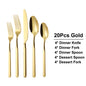 4/6/12/16/18/20/24Pcs Gold Cutlery Set Stainless Steel 304 Tableware Elegant Western Knife Fork Spoon Mirror Dinner Set