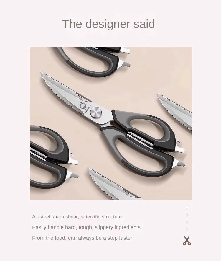 All-Powerful Kitchen Scissors 5-in-1 Multi-Tool: Cuts Bones Opens Bottles Cracks Nuts Stainless Steel Heavy Duty Shears for Home